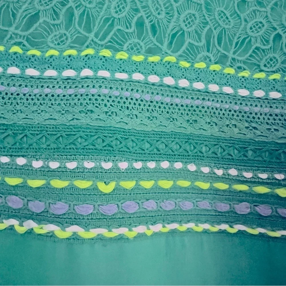 Anthro Blank London Boho Lace Yoke Peasant Blouse Emerald Green Embroidery